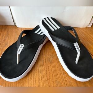 Adidas Comfort Black and White Flip-Flops